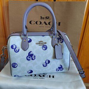 Coach Rowan Blueberry Print Satchel